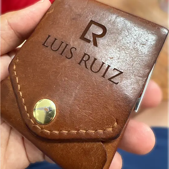 Engraved leather — Laser-engraved leather wallet